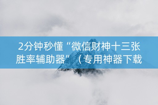 2分钟秒懂“微信财神十三张胜率辅助器”（专用神器下载)