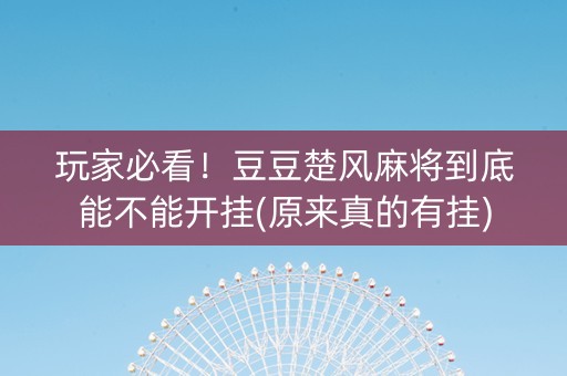 玩家必看！豆豆楚风麻将到底能不能开挂(原来真的有挂)