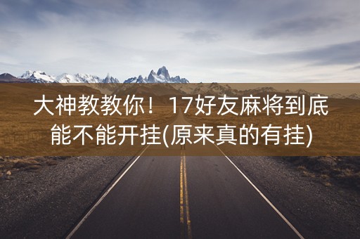 大神教教你！17好友麻将到底能不能开挂(原来真的有挂)