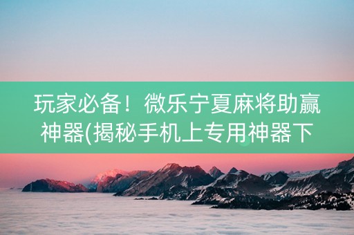 玩家必备！微乐宁夏麻将助赢神器(揭秘手机上专用神器下载)