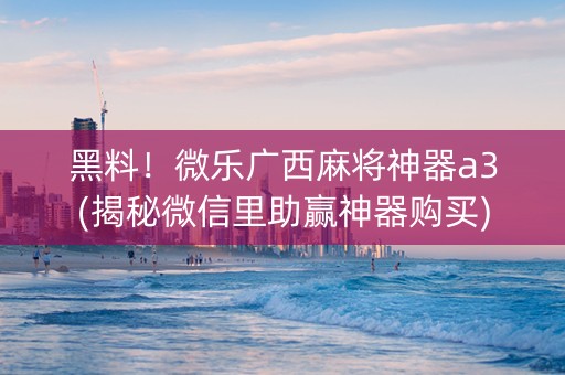 黑料！微乐广西麻将神器a3(揭秘微信里助赢神器购买)