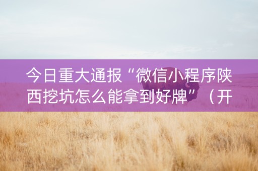 今日重大通报“微信小程序陕西挖坑怎么能拿到好牌”（开挂辅助器插件)