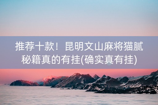 推荐十款！昆明文山麻将猫腻秘籍真的有挂(确实真有挂)