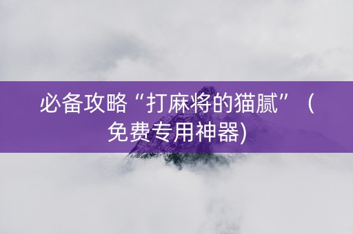必备攻略“打麻将的猫腻”（免费专用神器)
