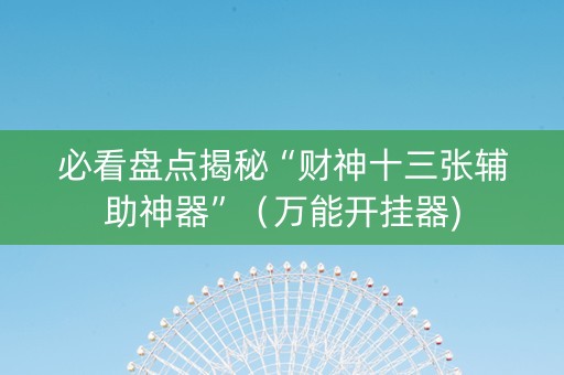 必看盘点揭秘“财神十三张辅助神器”（万能开挂器)