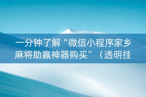 一分钟了解“微信小程序家乡麻将助赢神器购买”（透明挂辅助器)