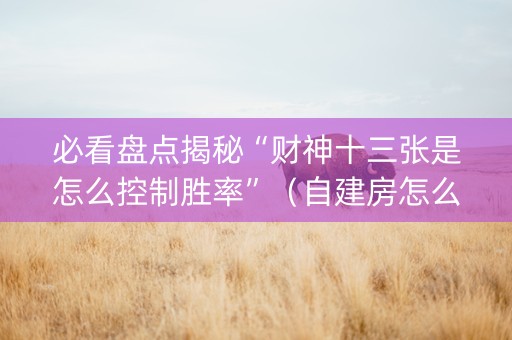 必看盘点揭秘“财神十三张是怎么控制胜率”（自建房怎么赢)