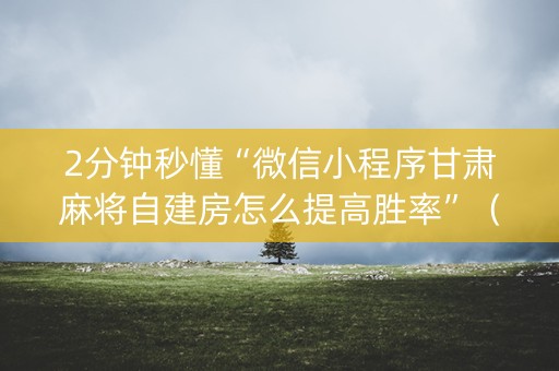 2分钟秒懂“微信小程序甘肃麻将自建房怎么提高胜率”（怎么控制输赢)