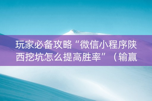 玩家必备攻略“微信小程序陕西挖坑怎么提高胜率”（输赢规律)