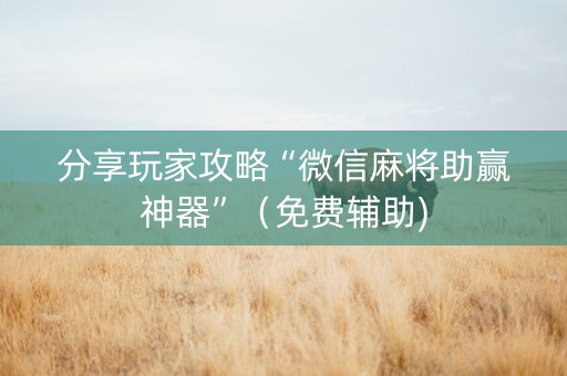 分享玩家攻略“微信麻将助赢神器”（免费辅助)