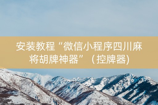 安装教程“微信小程序四川麻将胡牌神器”（控牌器)