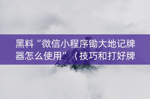 黑料“微信小程序锄大地记牌器怎么使用”（技巧和打好牌方法)