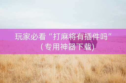 玩家必看“打麻将有插件吗”（专用神器下载)
