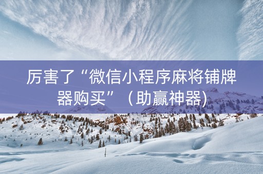 厉害了“微信小程序麻将铺牌器购买”（助赢神器)