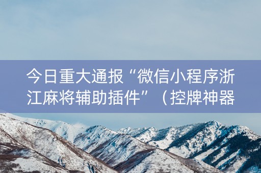 今日重大通报“微信小程序浙江麻将辅助插件”（控牌神器)