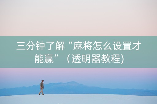 三分钟了解“麻将怎么设置才能赢”（透明器教程)