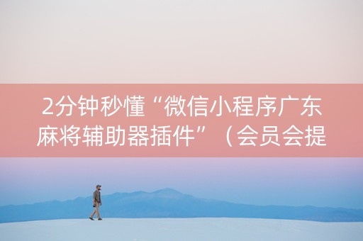 2分钟秒懂“微信小程序广东麻将辅助器插件”（会员会提高胜率吗)