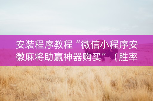 安装程序教程“微信小程序安徽麻将助赢神器购买”（胜率到哪调)