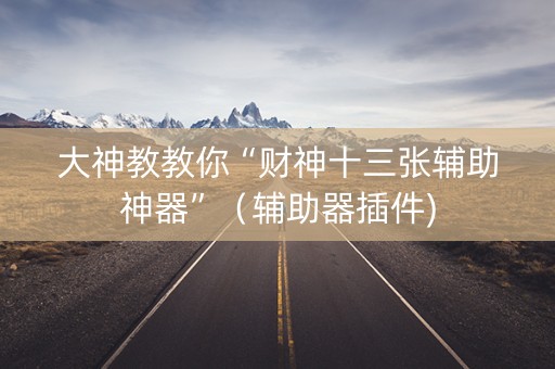 大神教教你“财神十三张辅助神器”（辅助器插件)