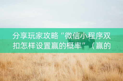 分享玩家攻略“微信小程序双扣怎样设置赢的概率”（赢的技巧规律)
