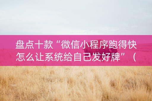 盘点十款“微信小程序跑得快怎么让系统给自己发好牌”（万能开挂神器)