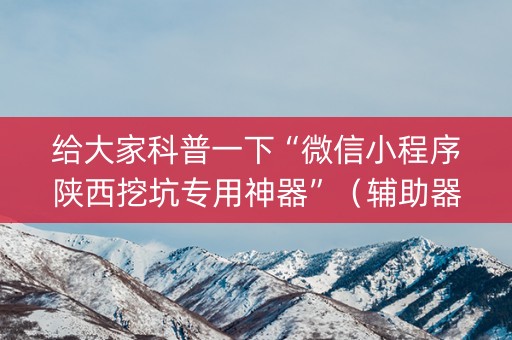 给大家科普一下“微信小程序陕西挖坑专用神器”（辅助器插件)