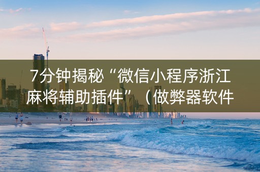 7分钟揭秘“微信小程序浙江麻将辅助插件”（做弊器软件下载)