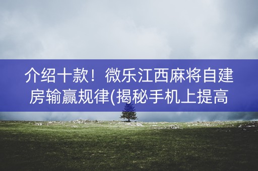 介绍十款！微乐江西麻将自建房输赢规律(揭秘手机上提高胜率)