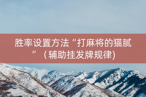 胜率设置方法“打麻将的猫腻”（辅助挂发牌规律)