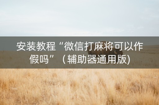 安装教程“微信打麻将可以作假吗”（辅助器通用版)