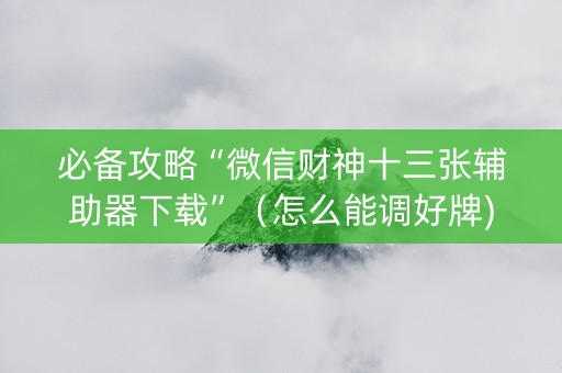 必备攻略“微信财神十三张辅助器下载”（怎么能调好牌)