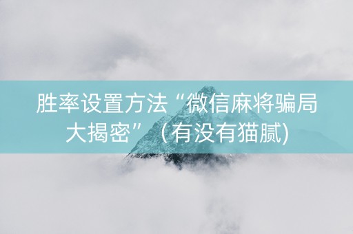 胜率设置方法“微信麻将骗局大揭密”（有没有猫腻)
