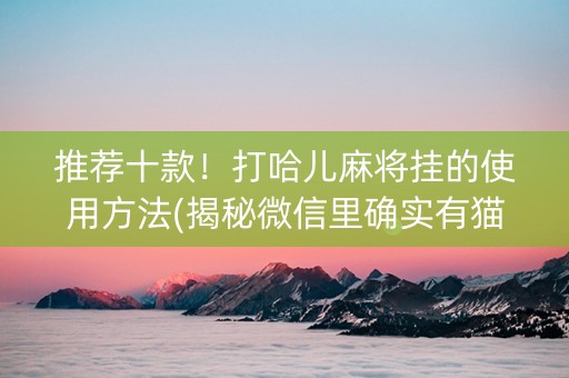 推荐十款！打哈儿麻将挂的使用方法(揭秘微信里确实有猫腻)
