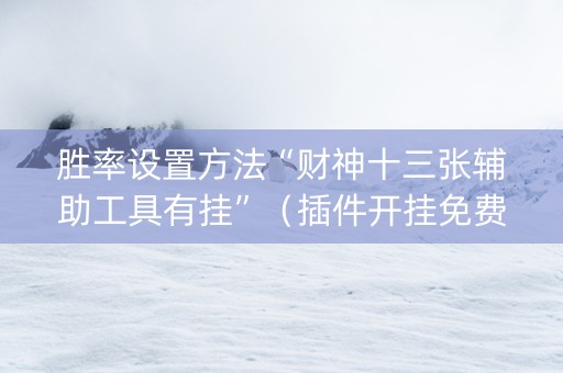 胜率设置方法“财神十三张辅助工具有挂”（插件开挂免费AI)