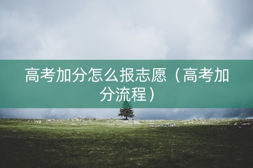 高考加分怎么报志愿（高考加分流程）