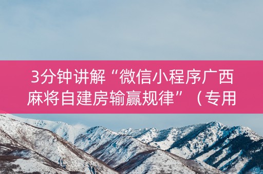 3分钟讲解“微信小程序广西麻将自建房输赢规律”（专用神器)