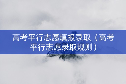 高考平行志愿填报录取（高考平行志愿录取规则）