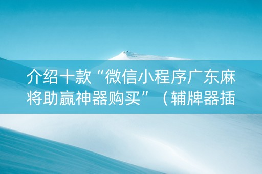 介绍十款“微信小程序广东麻将助赢神器购买”（辅牌器插件购买)