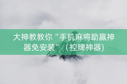 大神教教你“手机麻将助赢神器免安装”（控牌神器)