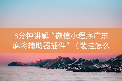 3分钟讲解“微信小程序广东麻将辅助器插件”（装挂怎么安装)