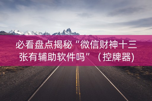 必看盘点揭秘“微信财神十三张有辅助软件吗”（控牌器)