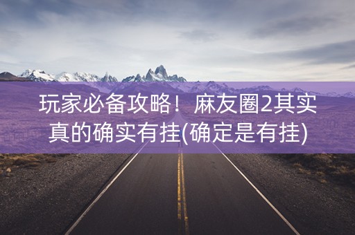 玩家必备攻略！麻友圈2其实真的确实有挂(确定是有挂)