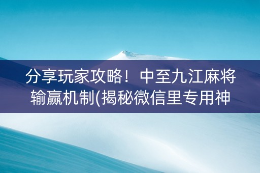 分享玩家攻略！中至九江麻将输赢机制(揭秘微信里专用神器)