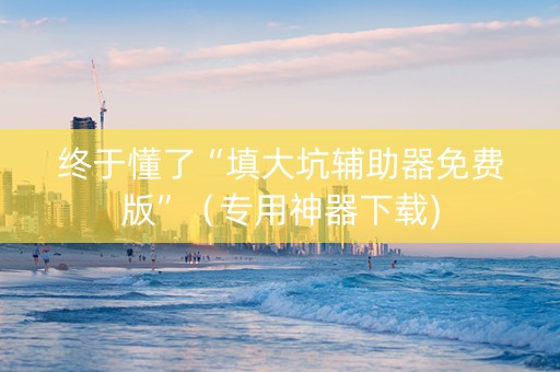 终于懂了“填大坑辅助器免费版”（专用神器下载)