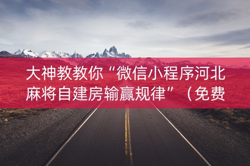 大神教教你“微信小程序河北麻将自建房输赢规律”（免费专用神器)