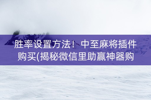 胜率设置方法！中至麻将插件购买(揭秘微信里助赢神器购买)
