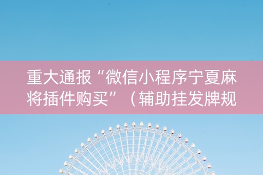 重大通报“微信小程序宁夏麻将插件购买”（辅助挂发牌规律)