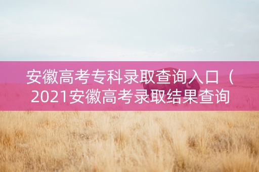 安徽高考专科录取查询入口（2021安徽高考录取结果查询专科）