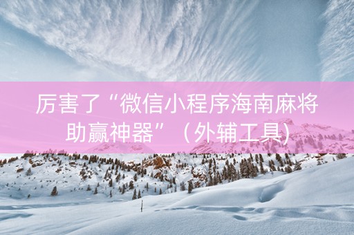 厉害了“微信小程序海南麻将助赢神器”（外辅工具)