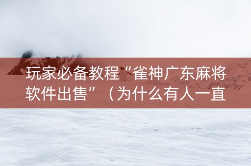 玩家必备教程“雀神广东麻将软件出售”（为什么有人一直赢)